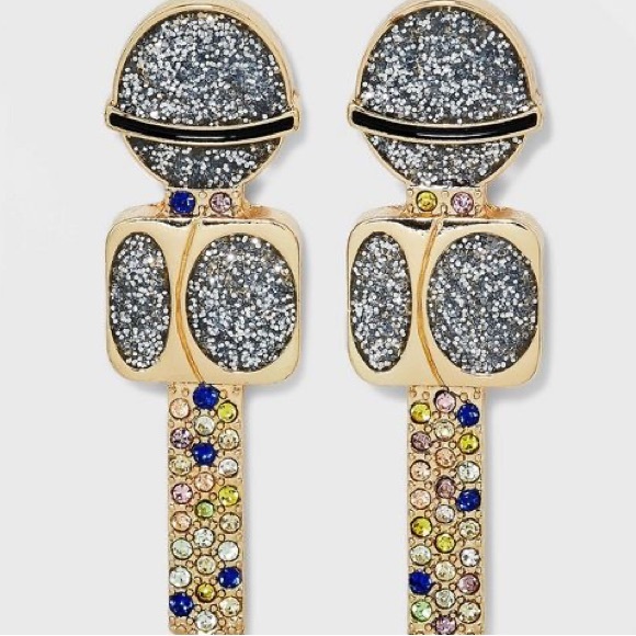 SUGARFIX by BaubleBar 'Drop The Mic' Statement Earrings - Silver, NWT - Picture 2 of 7